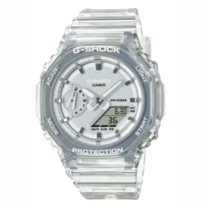 Casio G-Shock GMA-S2100SK-7A Metallic Skeleton Series Crystal White Translucent Resin Band Sports Analog-Digital Women Watch